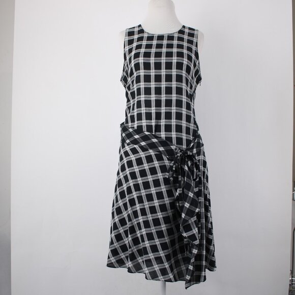 Rag Bone Dress Sz M Black White Sheer Check Sleeveless 100% Cotton Dress - Picture 2 of 16